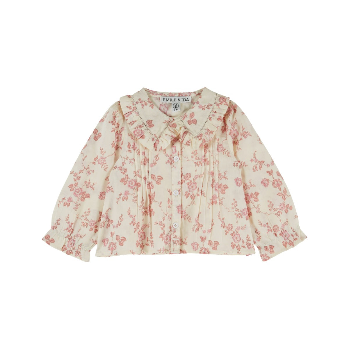 Emile et Ida Large Flounce Collar Printed Blouse