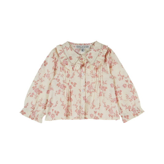 Emile et Ida Large Flounce Collar Printed Blouse