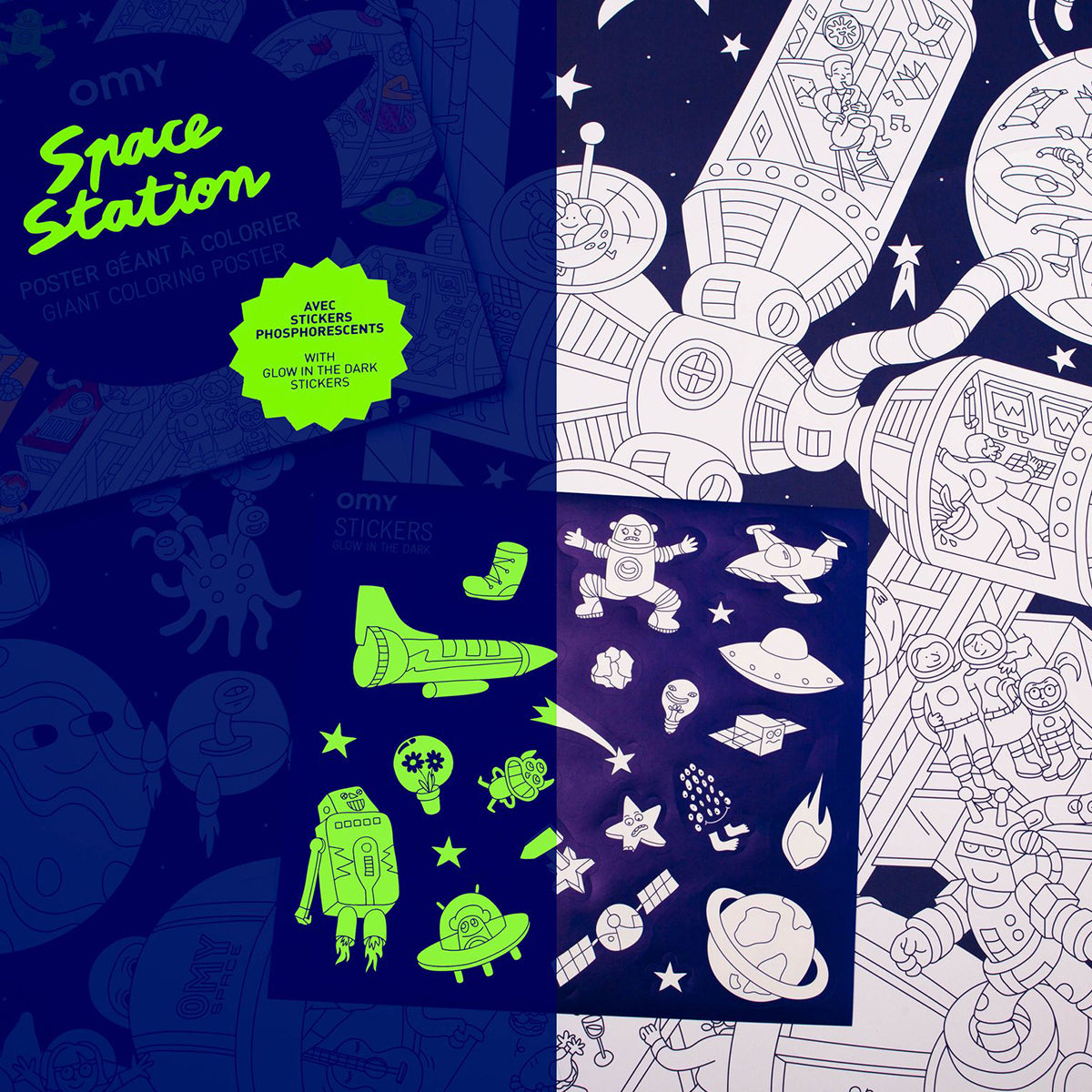 OMY Giant Poster & Stickers - Space Station for kids/children