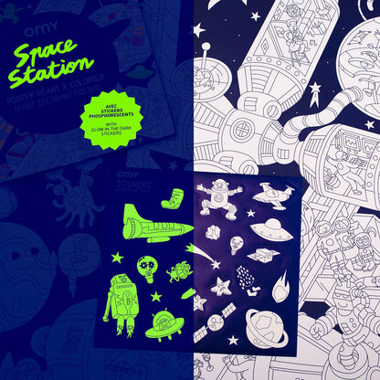 OMY Giant Poster & Stickers - Space Station for kids/children