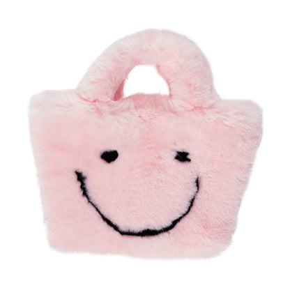 Malibu Sugar Faux Fur Fuzzy Happy Face Purse