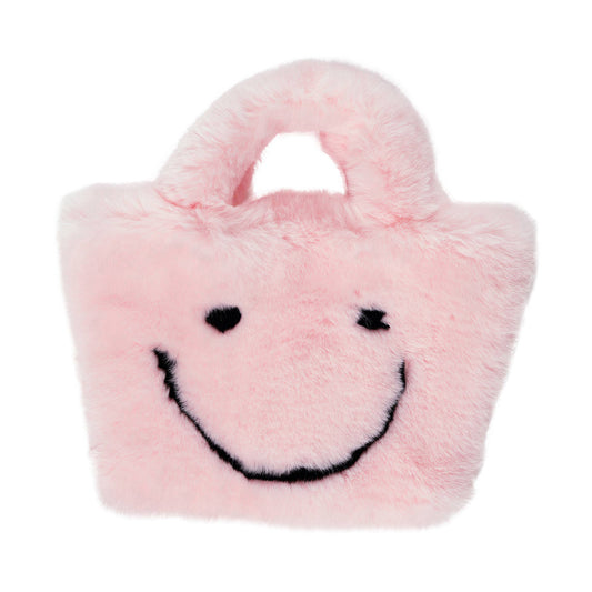 Malibu Sugar Faux Fur Fuzzy Happy Face Purse