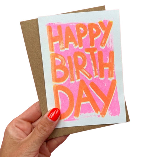 House of Payne Birthday Card- Pink/Orange