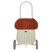 Load image into Gallery viewer, Olli Ella Rattan Mushroom Luggy in red and cream colour