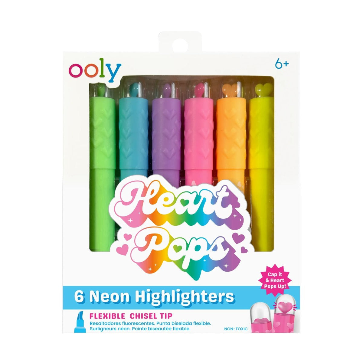 OOLY Heart Pops: Neon Highlighters (Set of 6)
