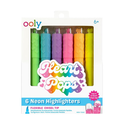 OOLY Heart Pops: Neon Highlighters (Set of 6)