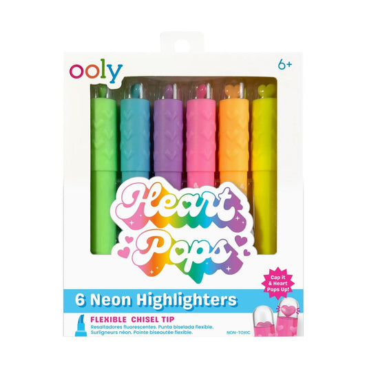 OOLY Heart Pops: Neon Highlighters (Set of 6)