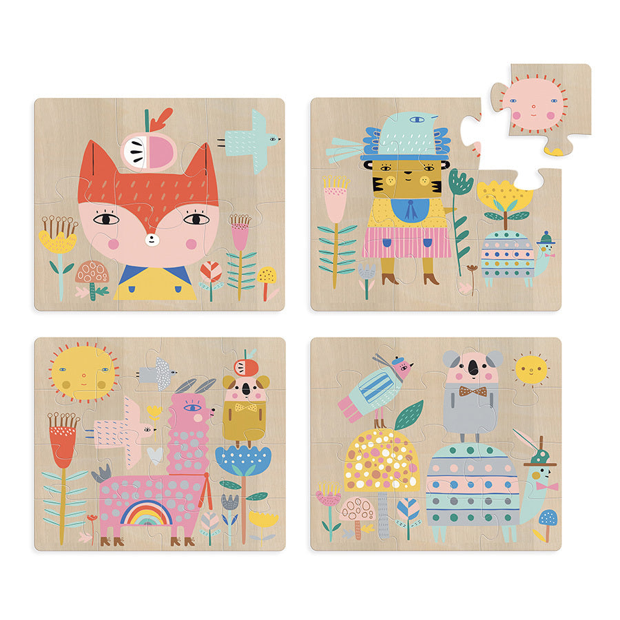 Vilac 4 Animal Wooden Educational Puzzles