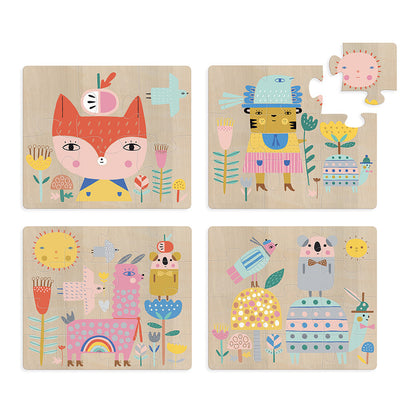 Vilac 4 Animal Wooden Educational Puzzles