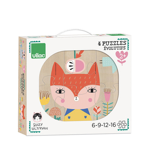Vilac 4 Animal Wooden Educational Puzzles