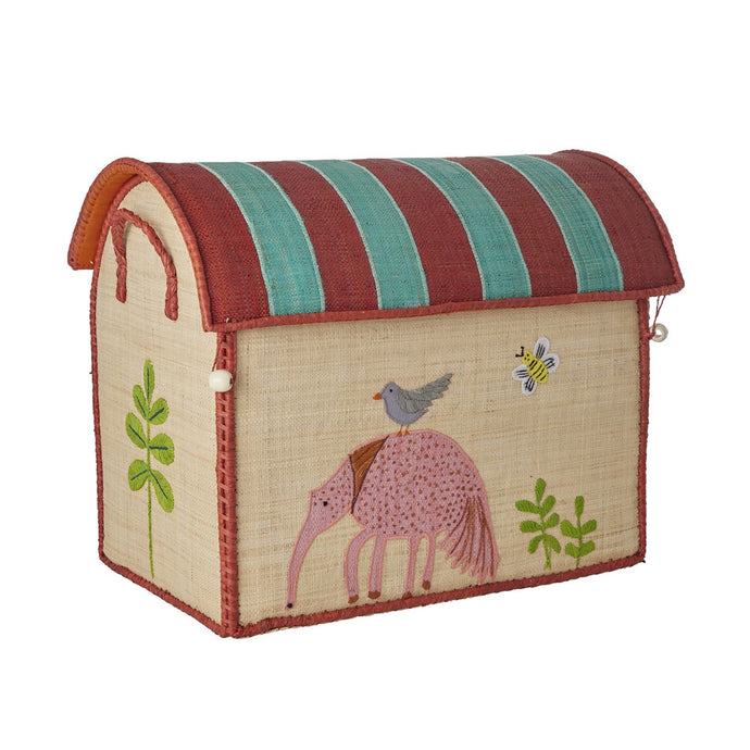 Rice Raffia Toy Storage Basket: Sweet Jungle - Medium