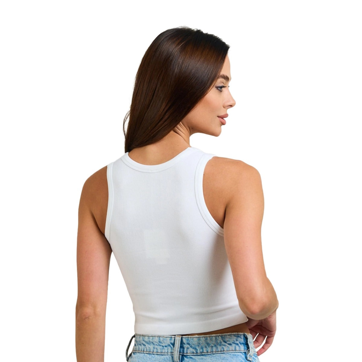 Malibu Sugar V Neck Tank Top With Full Back