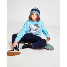 Load image into Gallery viewer, classic hat/beanie with stripes in blue and green from ao76 for kids/children