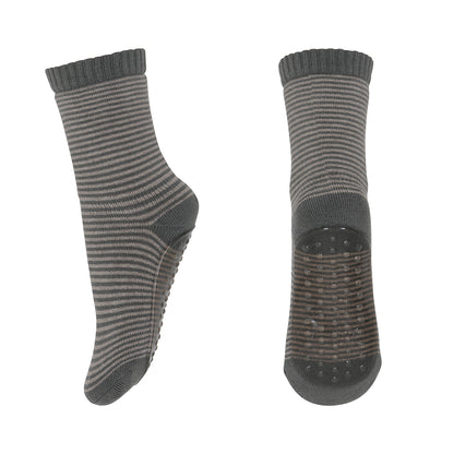anti-slip socks in stripes for babies, toddlers, kids in colour Agave Green from MP Kids / MP Denmark