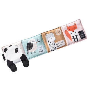 machine washable cloth book with roly poly panda theme from wee gallery for babies