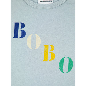 Bobo diagonal long sleeve t-shirt made in spain with 100% organic cotton in light blue for babies and toddlers from Bobo Choses