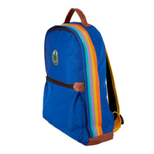 Load image into Gallery viewer, bag pack/backpack (sac) in blue with rainbow band on the side for kids, children from Leçons de Choses