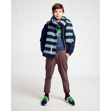 Load image into Gallery viewer, AO76 Blake Scarf in blue and green stripes for kids/children