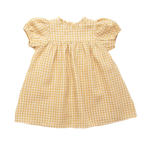 mustard yellow dress with check pattern from nellie quats for babies and toddlers