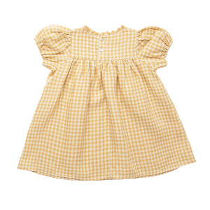 cat's cradle dress in colour hay check for babies and toddlers from nellie quats