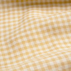 linen dress and bloomer in mustard yellow and white check pattern / colour name hay check from nellie quats for babies and toddlers