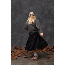 Load image into Gallery viewer, black midi skirt in tulle made of 100% polyester with an all-over star pattern from Tocoto Vintage for toddlers, kids/children and teens/teenagers