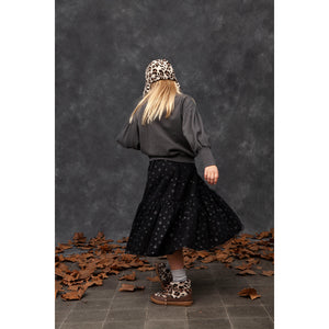black midi skirt in tulle made of 100% polyester with an all-over star pattern from Tocoto Vintage for toddlers, kids/children and teens/teenagers