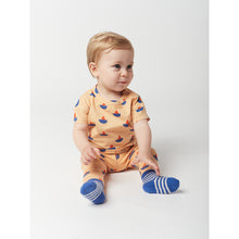 Load image into Gallery viewer, short sleeved t-shirt with sail boat all over print from bobo choses for babies and toddlers