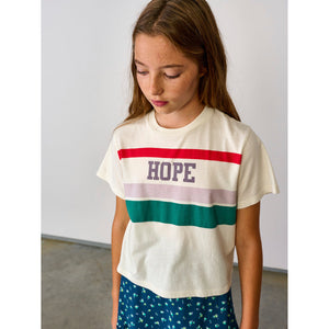 vintage white cropped  argi t-shirt with hope print for kids from bellerose