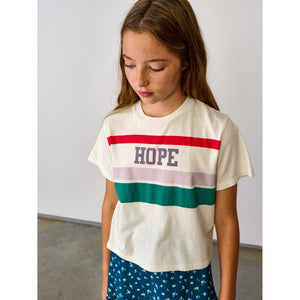 vintage white cropped  argi t-shirt with hope print for teens from bellerose