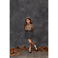 Load image into Gallery viewer, black denim skirt with side pockets from tocoto vintage for toddlers, kids/children and teens/teenagers