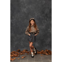 Load image into Gallery viewer, black denim mini skirt with contrasting front buttons from tocoto vintage for toddlers, kids/children and teens/teenagers