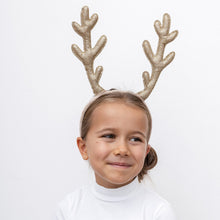 Load image into Gallery viewer, Super soft fabric wrapped alice band glitter reindeer antlers from mimi &amp; lula for kids/children