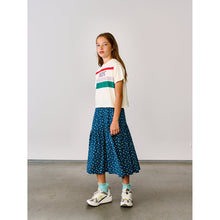 Load image into Gallery viewer, pure skirt in blue with cool front split and floral print from bellerose for teens