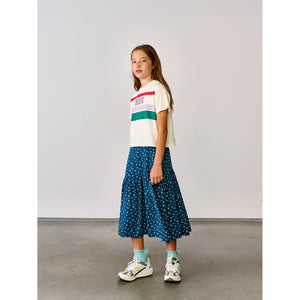 pure skirt in blue with cool front split and floral print from bellerose for teens