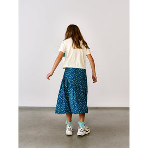 small flowers print on long skirt with asymmetrical cut from bellerose for teens