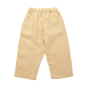 chess trousers in linen in colour hay check from nellie quats for toddlers and kids