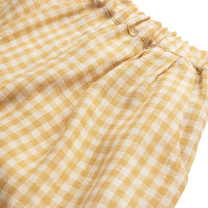 mustard yellow and white check pattern trousers for toddlers and kids from nellie quats