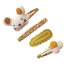 Load image into Gallery viewer, Gleebee Golden Mouse - Set of 4 Hair Clips