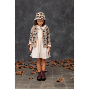 Tocoto Vintage Double Fabric Dress in off white with lace details for toddlers, kids/children
