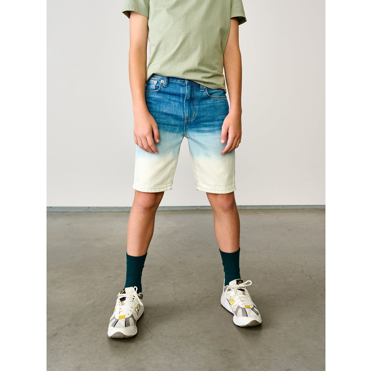 cool denim shorts with dip dye effect from bellerose for teens
