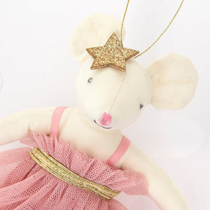 Meri Meri Pink Pompom Mouse Decoration for christmas