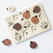 Load image into Gallery viewer, explore numbers with the wooden tray puzzle - count to 10 ladybugs from wee gallery for kids
