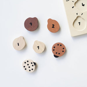 improve counting skills with wooden tray puzzle - count to 10 ladybugs from wee gallery for kids