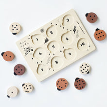 Load image into Gallery viewer, ladybug wooden tray puzzle learn to count to ten from wee gallery for kids