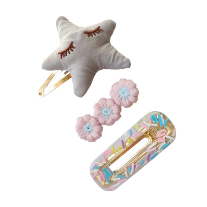 Gleebee Blue Star - Set of 3 Hair Clips