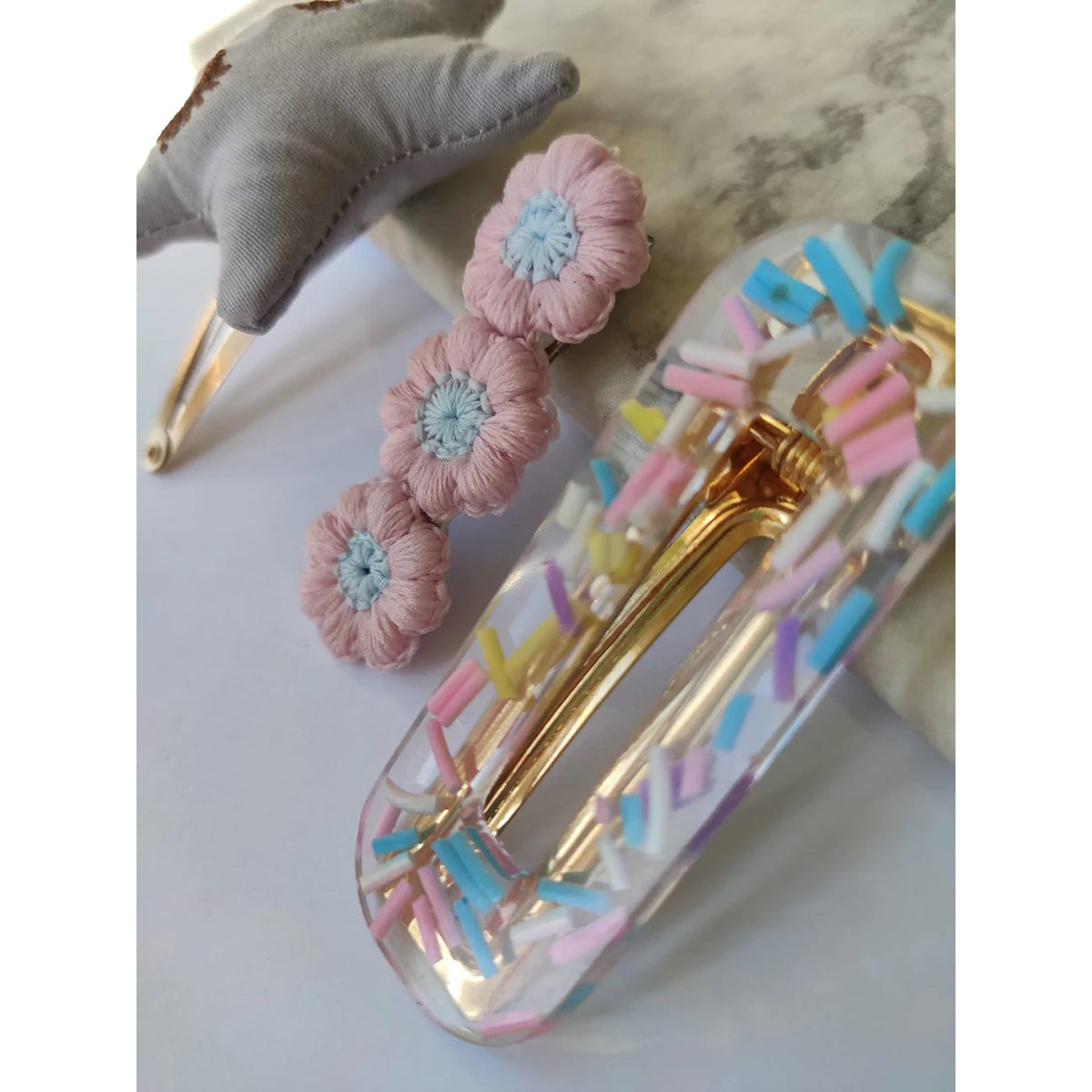Gleebee Blue Star - Set of 3 Hair Clips for toddlers, kids/children, teens/teenagers