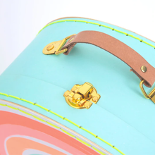 Load image into Gallery viewer, 2 rainbow suitcases with leather handle and metal clasp from meri meri