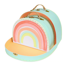 Load image into Gallery viewer, rainbow suitcases in laminated cardboard from meri meri