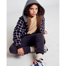 Load image into Gallery viewer, andrew hooded teddy shirt/jacket with a hood lined with grey sweater from ao76 for kids/children and teens/teenagers